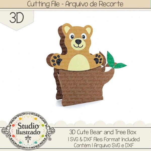 3D Cute Bear and Tree Box