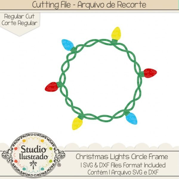 Christmas Lights Circle Frame
