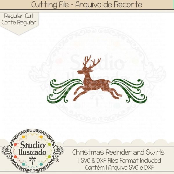 Christmas Reindeer and Swirls
