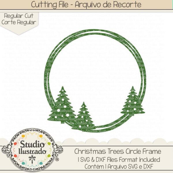 Christmas Trees Circle Frame