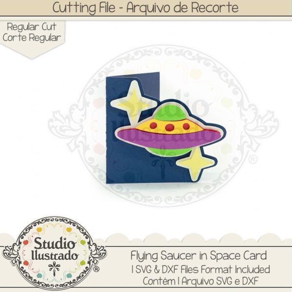 Flying Saucer in Space Card