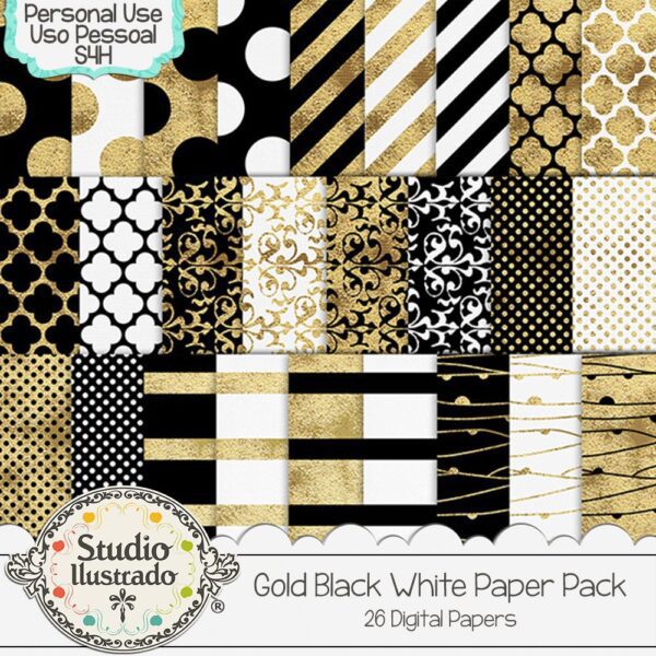 Gold Black White Paper Pack