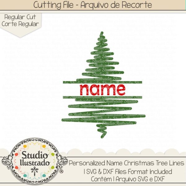 Personalized Name Christmas Tree Lines