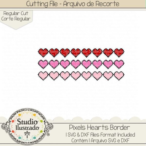 Pixels Hearts Border