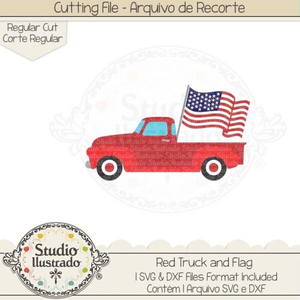 Red Truck with Flag