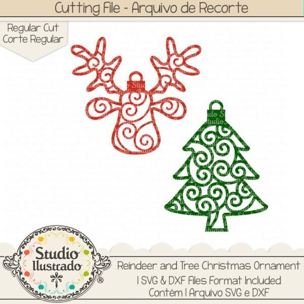 Reindeer and Tree Christmas Ornament