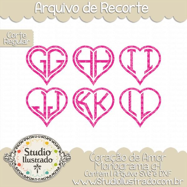 Coração de Amor Monograma g-l