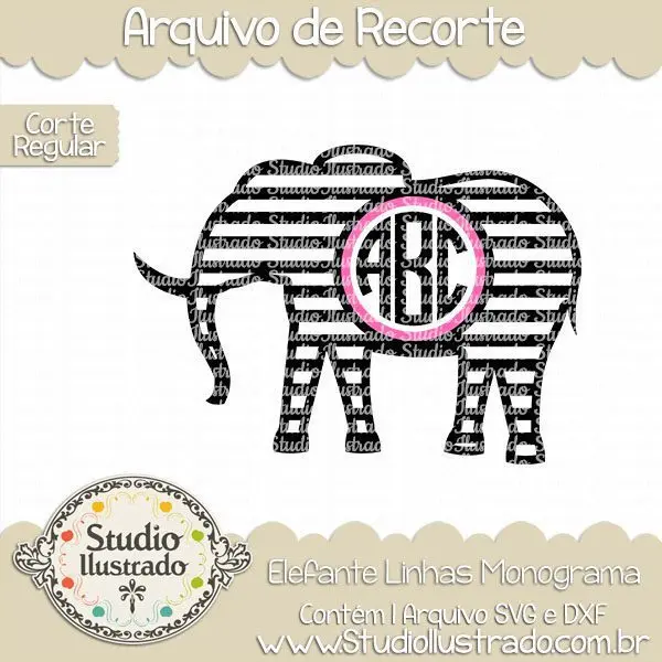 Elefante Linhas Monograma