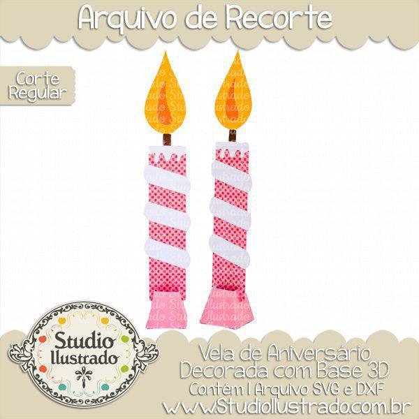 Vela de Aniversário Decorada com Base 3D