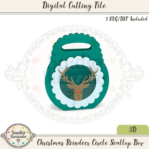 Christmas Reindeer Circle Scallop Box