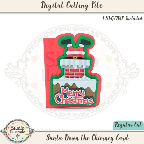 Santa Down the Chimney Card