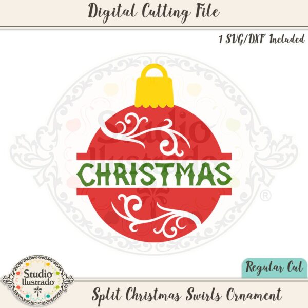 Split Christmas Swirls Ornament