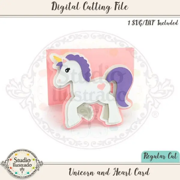 Unicorn and Heart Card