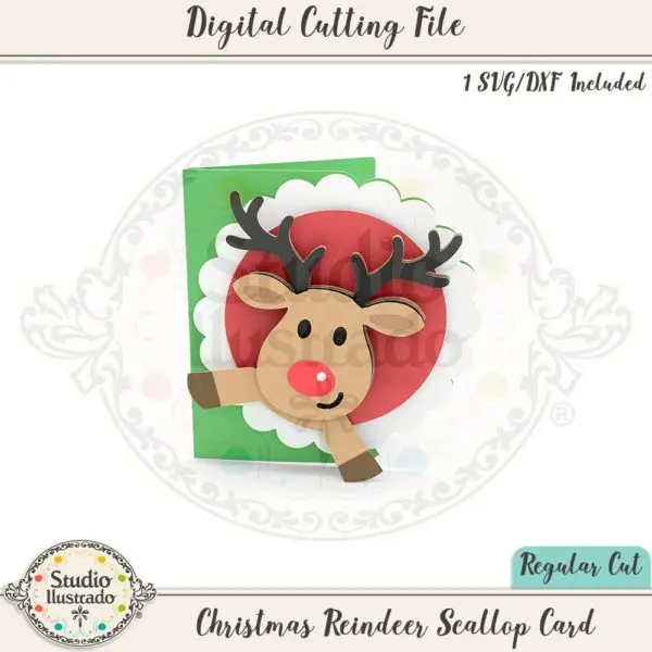 Christmas Reindeer Scallop Card