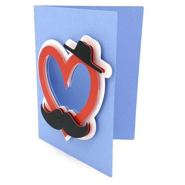 Hat and Mustache Heart Card - Image 2