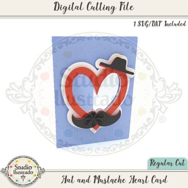 Hat and Mustache Heart Card