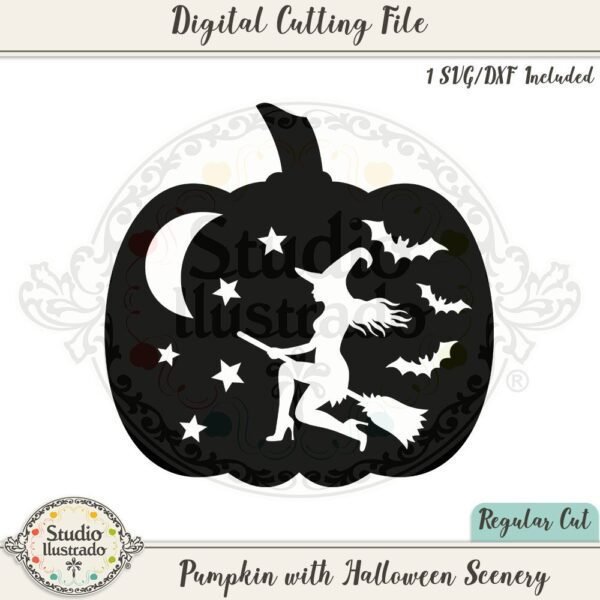 Pumpkin with Halloween Scenery