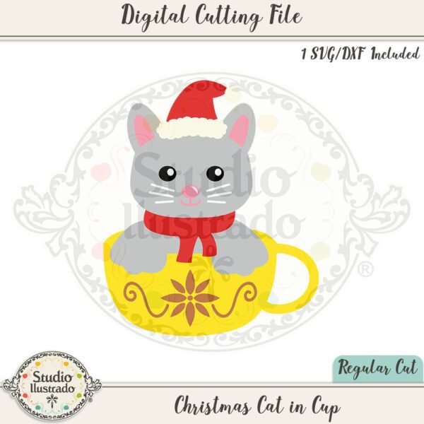 Christmas Cat in Cup