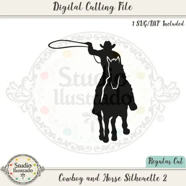 Cowboy and Horse Silhouette 2