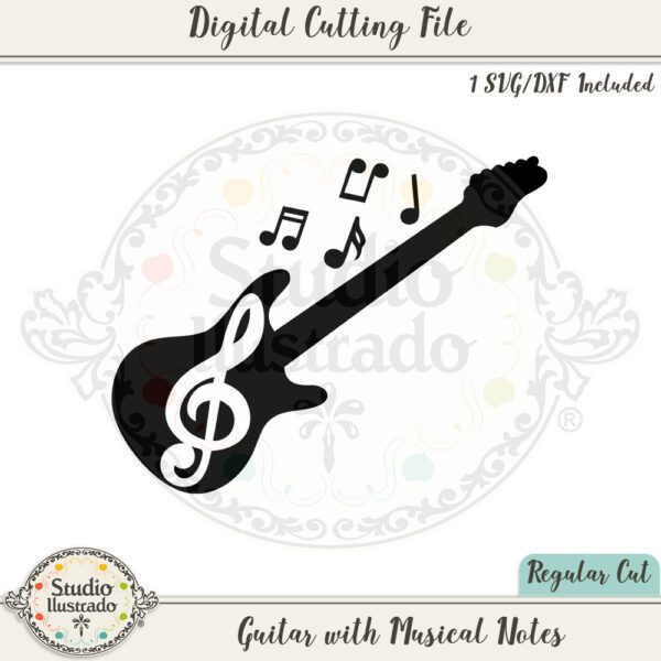 Guitar with Musical Notes