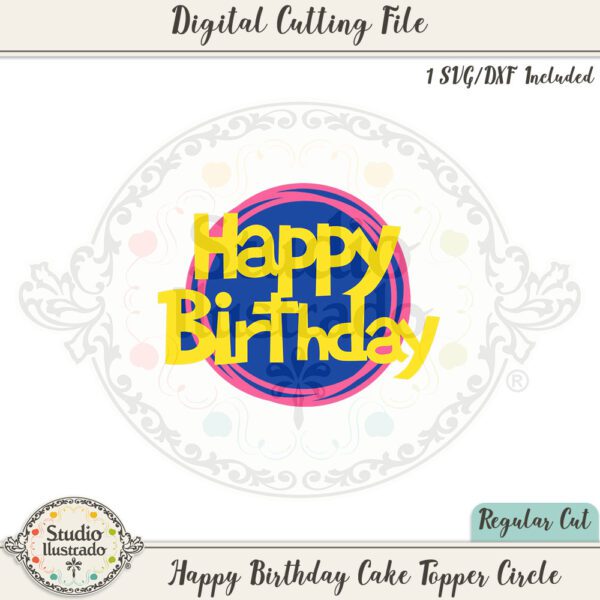 SI Happy Birthday Cake Topper Circle 2020