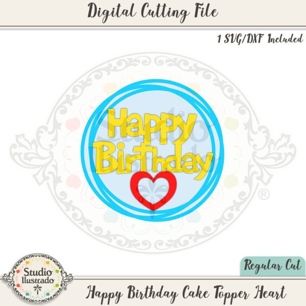 SI Happy Birthday Cake Topper Heart 2020