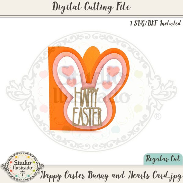 Happy Easter Bunny and Hearts Card