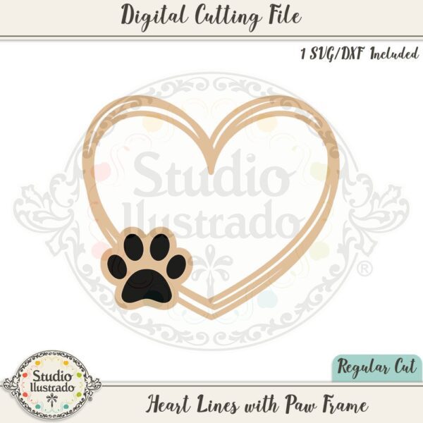 Heart Lines Paw Frame