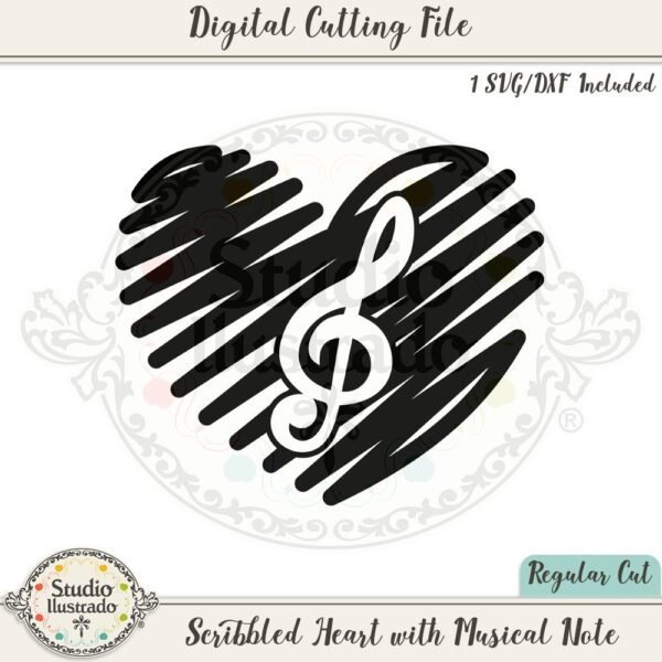 Scribbled Heart with Musical Note