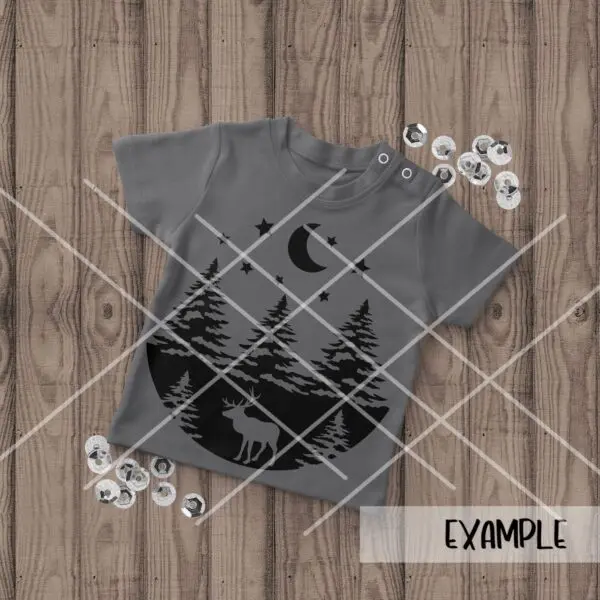 Reindeer Circle Pine Trees Scenery - Imagem 2