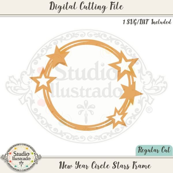New Year Circle Stars Frame