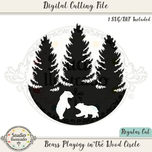 Bears Playing in the Wood Circle