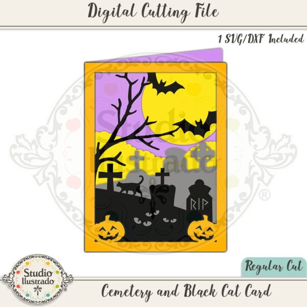 Cemetery and Black Cat Card