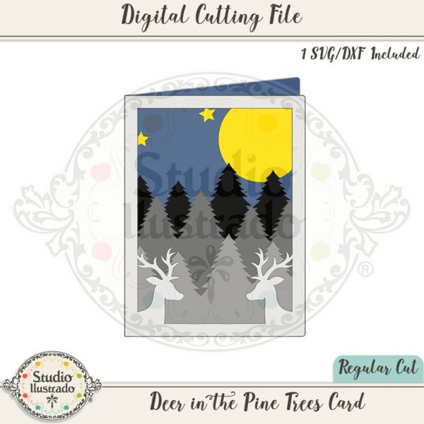 Deer in the Pine Trees Card