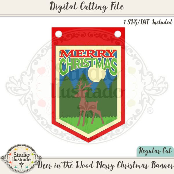 SI Deer in the Wood Merry Christmas Banner 2022