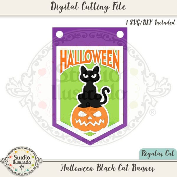 Halloween Black Cat Banner