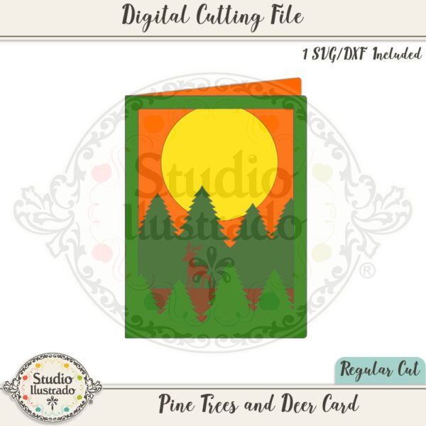 Pine Trees and Deer Card