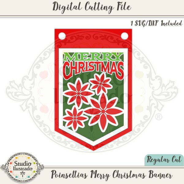 SI Poinsettias Merry Christmas Banner 2022