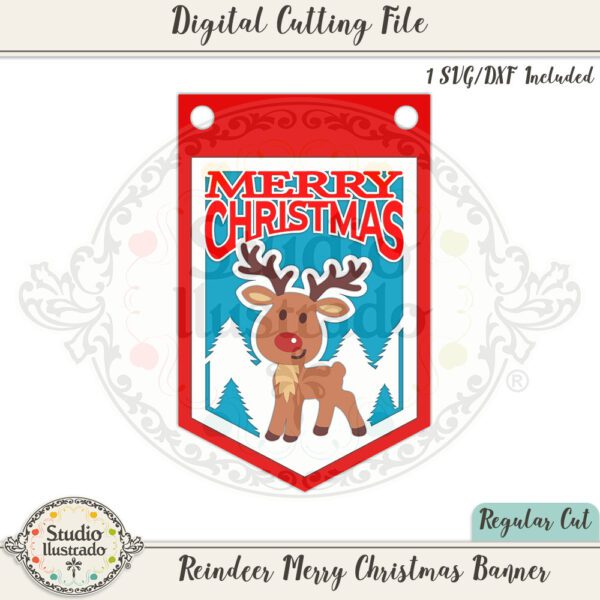 SI Reindeer Merry Christmas Banner 2022