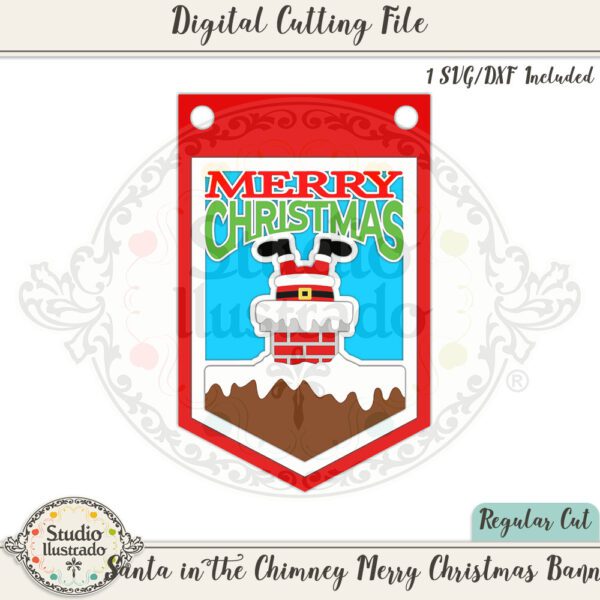 SI Santa in the Chimney Merry Christmas Banner 2022