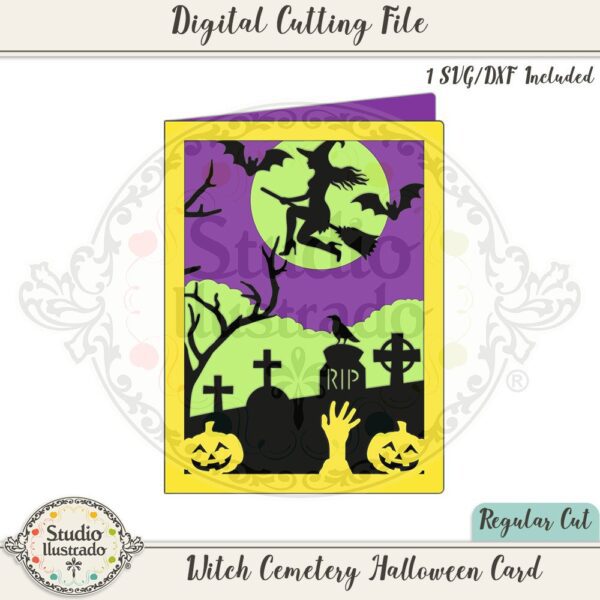 Witch Cemetery Halloween Card