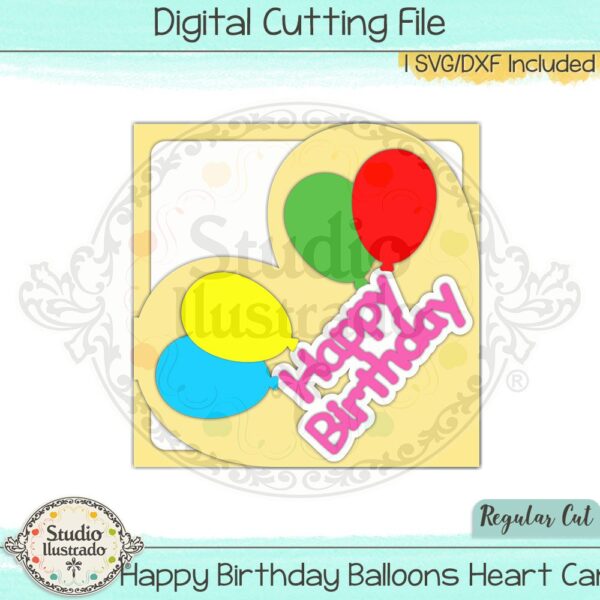 Happy Birthday Balloons Heart Card