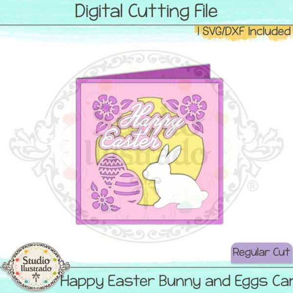 Happy Easter Bunny and Eggs Card