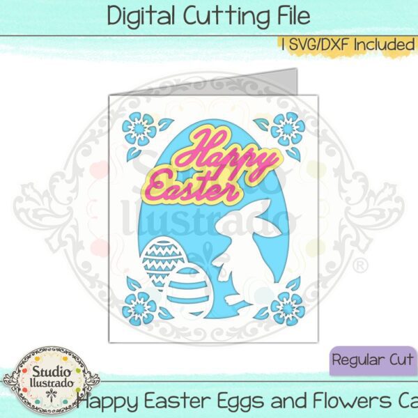 Happy Easter Eggs and Flowers Card