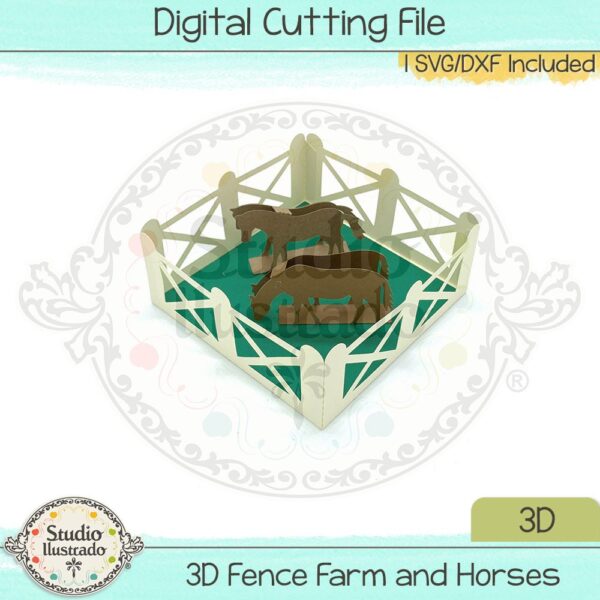 3D Fence Farm and Horses