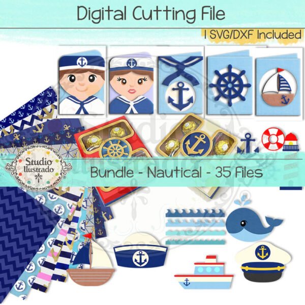 Bundle 35 Nautical Theme - SVG Cut File And Patterns